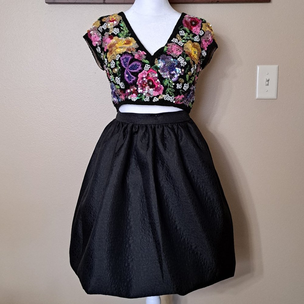 Sherri Hill 2 pc Sequin Multi Floral Dress